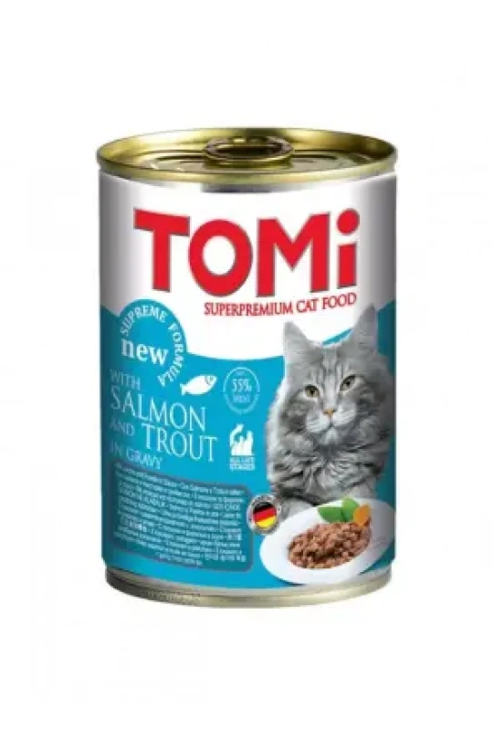 Tomi Somonlu & Alabalıklı Gravy Soslu Kedi Konservesi 400Gr