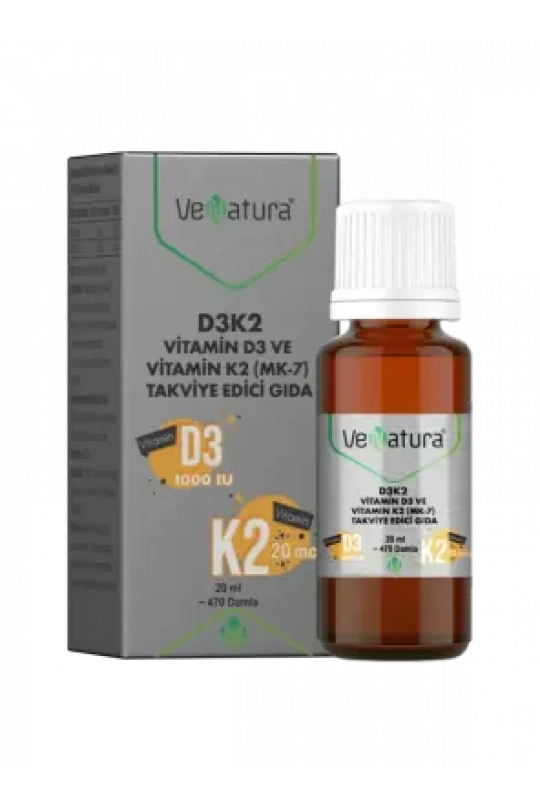 VeNatura Vitamin D3K2 ve Menaquinon 7 Takviye Edici Gıda 20 ml