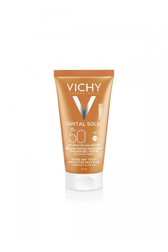 Vichy Capital Soleil Dry Touch Tinted Spf 50+ BB Emulsion 50ml Renkli Güneş Kremi