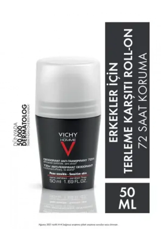 Vichy Deo Homme Terleme Karşıtı İz Bırakmayan Deodorant Roll-On Yoğun Kontrol 50ml