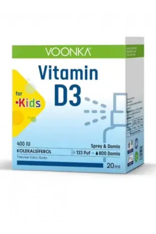 Voonka Vitamin D3 for Kids 400 IU Sprey&Damla 20 ml