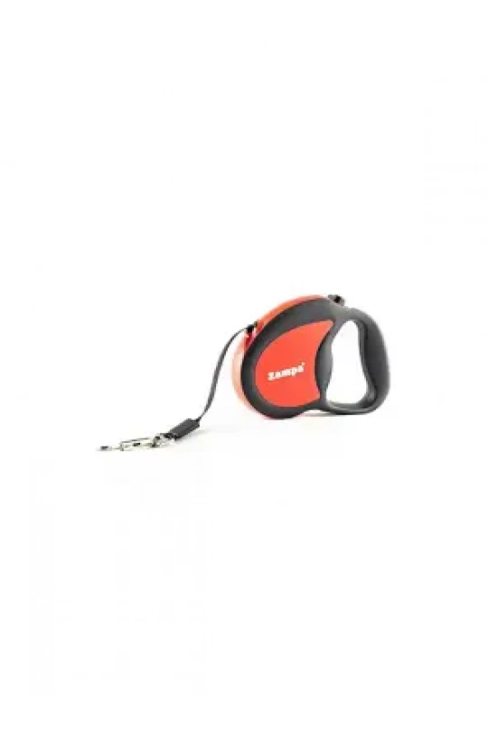 Zampa Galera Şerit Otomatik Köpek Gezdirme Tasması, 5m, M Red-Black