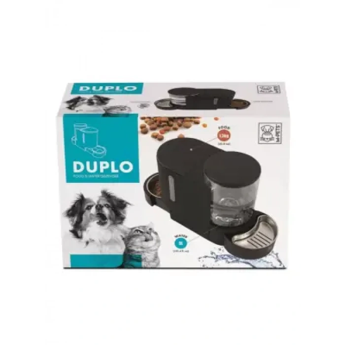 10530399 M-Pets Duplo Mama Ve Su Kabı Hazneli Black 3L/1.3Kg