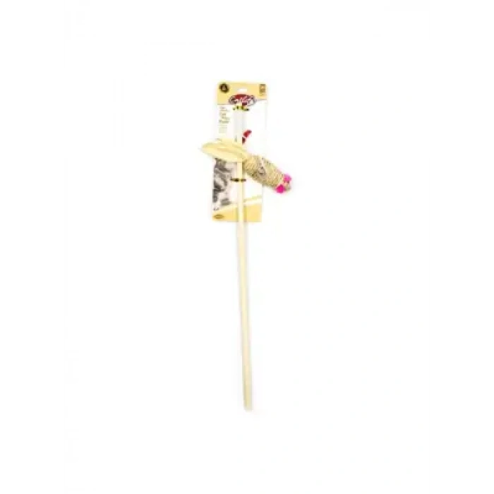 203589-Catlife Kediler İçin Naturel Pembe Kulaklı Fare Zilli Olta