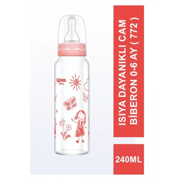 Wee Baby Isıya Dayanıklı Cam Biberon 0-6 Ay 180 ml - 771 -