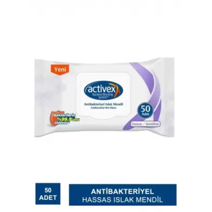 Activex Antibakteriyel Hassas Islak Mendil 50 Adet
