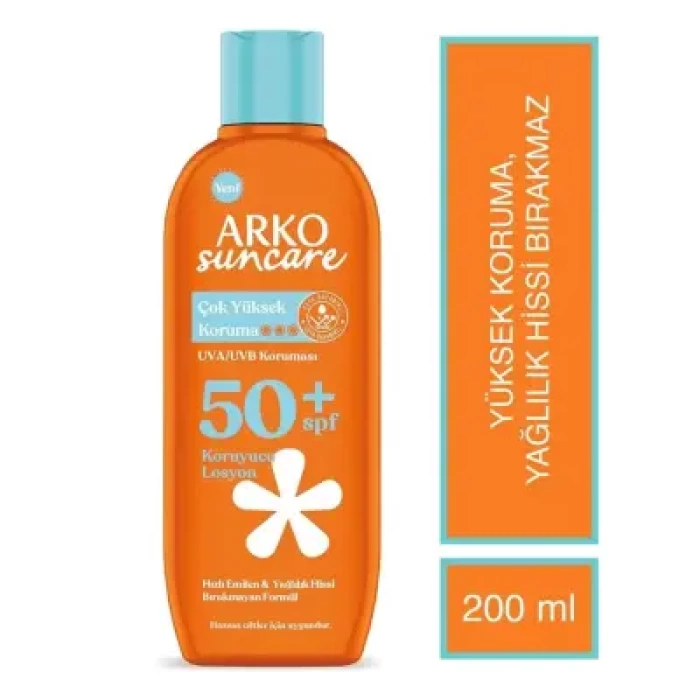 Arko Suncare Spf50 Yüksek Korumalı Vücut Güneş Losyonu 200 ml