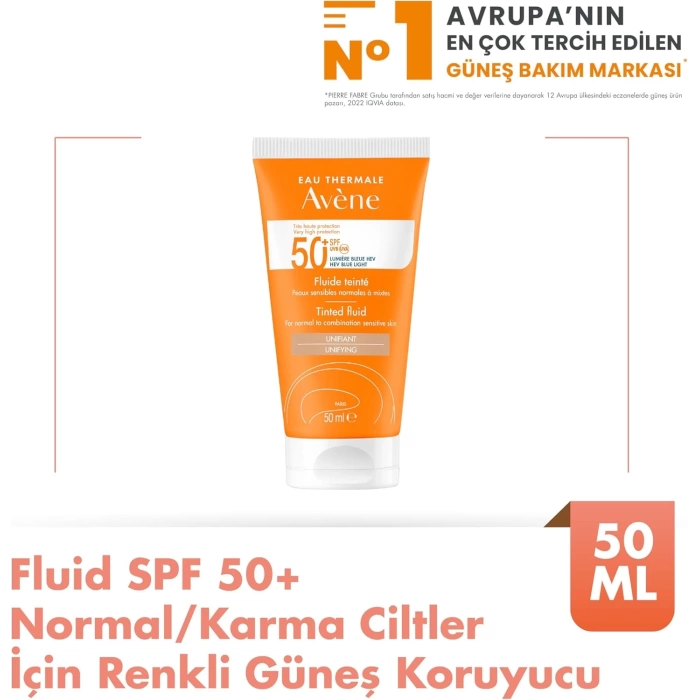 Avene Fluide SPF 50+ Normal/ Karma Ciltler için Renkli Güneş Koruyucu 50 ml
