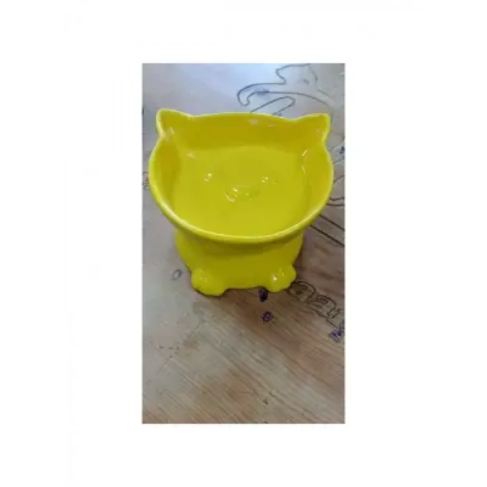 Ayaklı Porselen Kedi Kafa Mama ve Su Kabı 300 ML