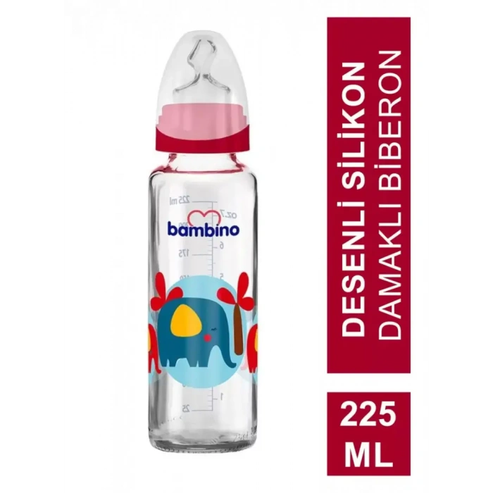 Bambino Klasik Cam Biberon Damaklı 0-6 Ay 225 ml - B012
