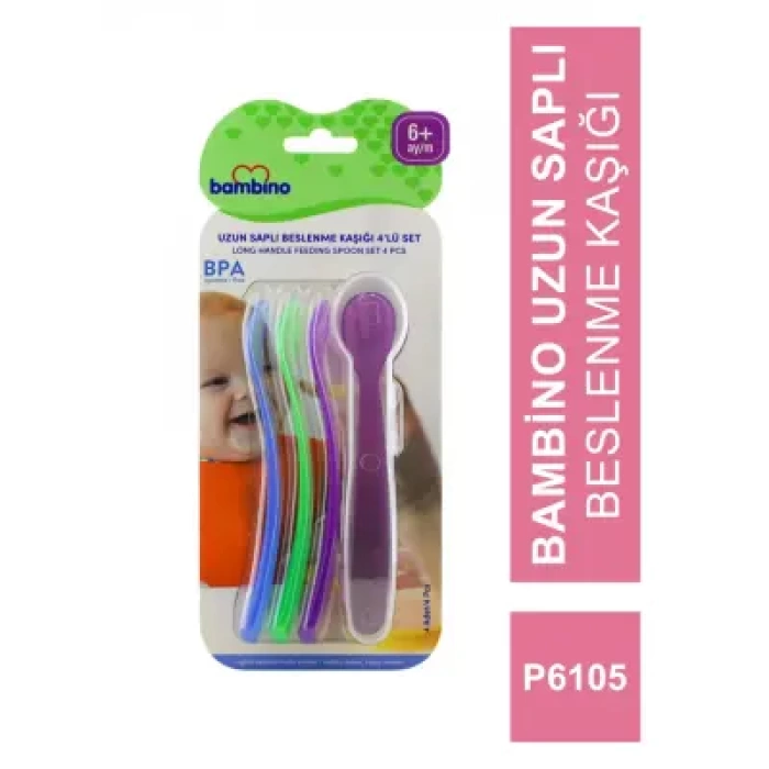 Bambino Uzun Saplı Beslenme Kaşığı 4lü Set - P6105 -