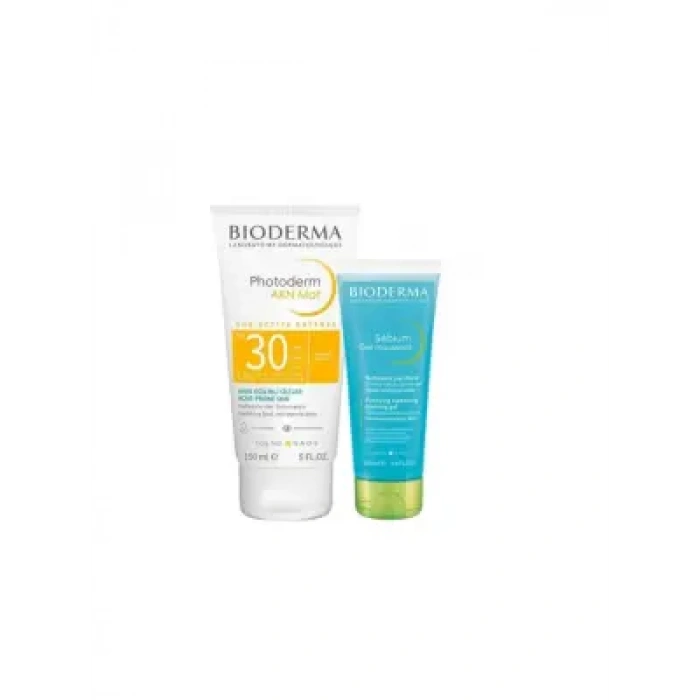 Bioderma Photoderm AKN Mat Spf 30 150ml + Bioderma Sebium Foaming Gel 100ml | Yağlı ve Akneli Ciltler