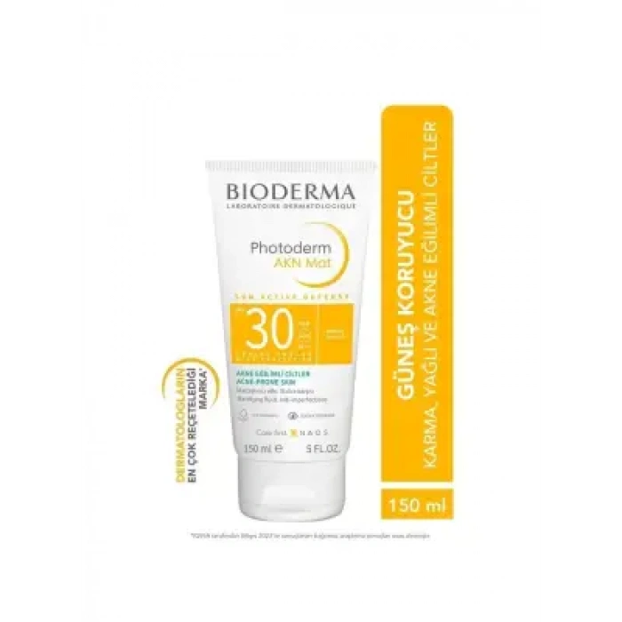 Bioderma Photoderm AKN Mat Spf 30 Yağlı, Akneli Cilt için Sivilce Karşıtı Matlaştırıcı Güneş Kremi 150ml
