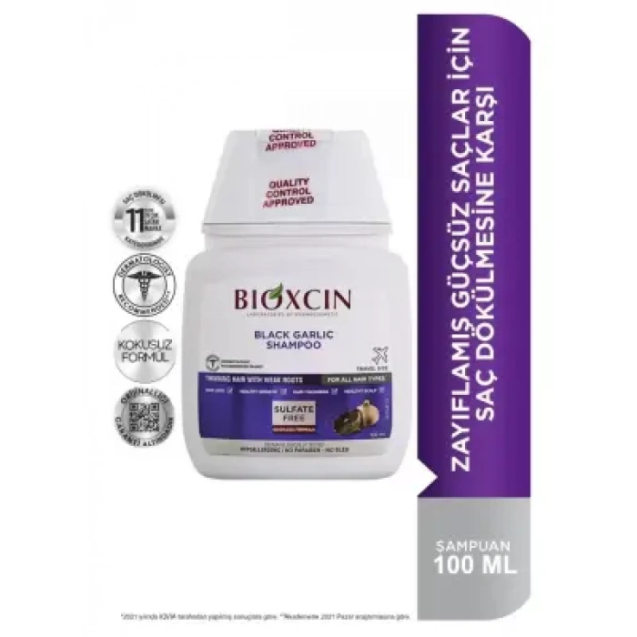 Bioxcin Siyah Sarımsak Şampuanı 100 ml - Güçsüz Saçlar - Seyahat Boy