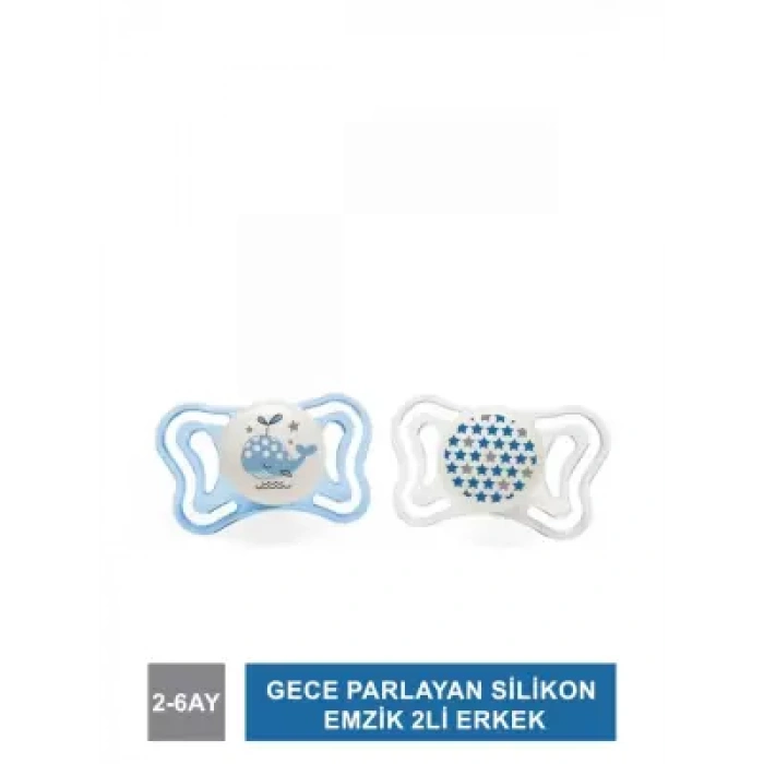 Chicco PhysioForma Light Gece Parlayan Silikon Emzik 2li 2-6 Ay Erkek