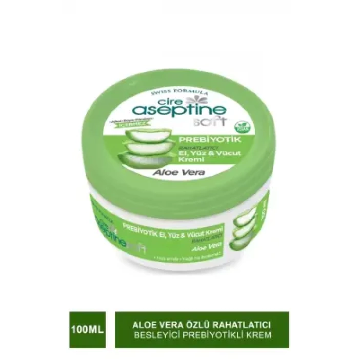 Cire Aseptine Soft Aloe Vera Özlü Rahatlatıcı Besleyici Prebiyotikli Krem 100 ml