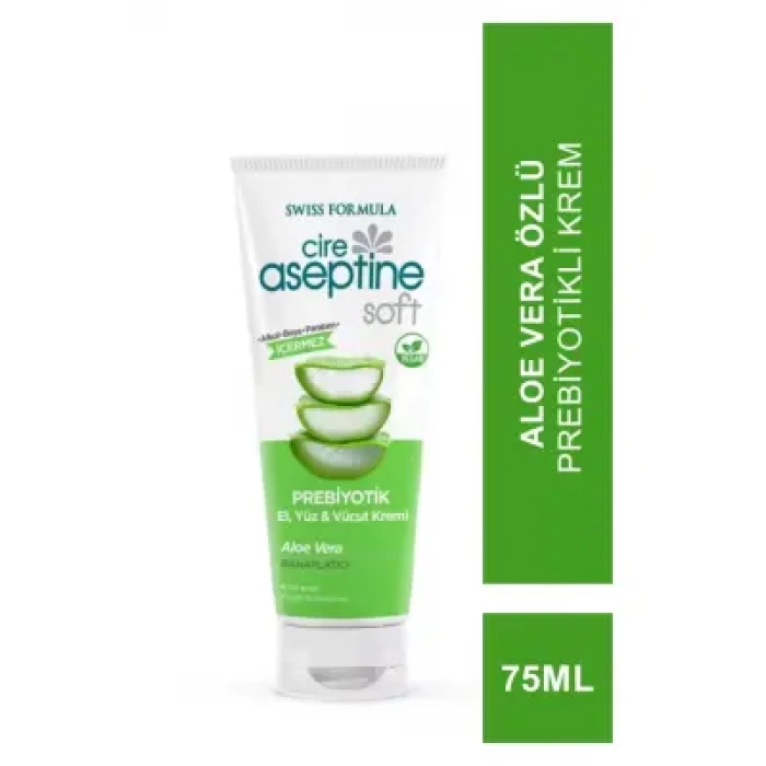 Cire Aseptine Soft Aloe Vera Özlü Rahatlatıcı Besleyici Prebiyotikli Krem 75 ml