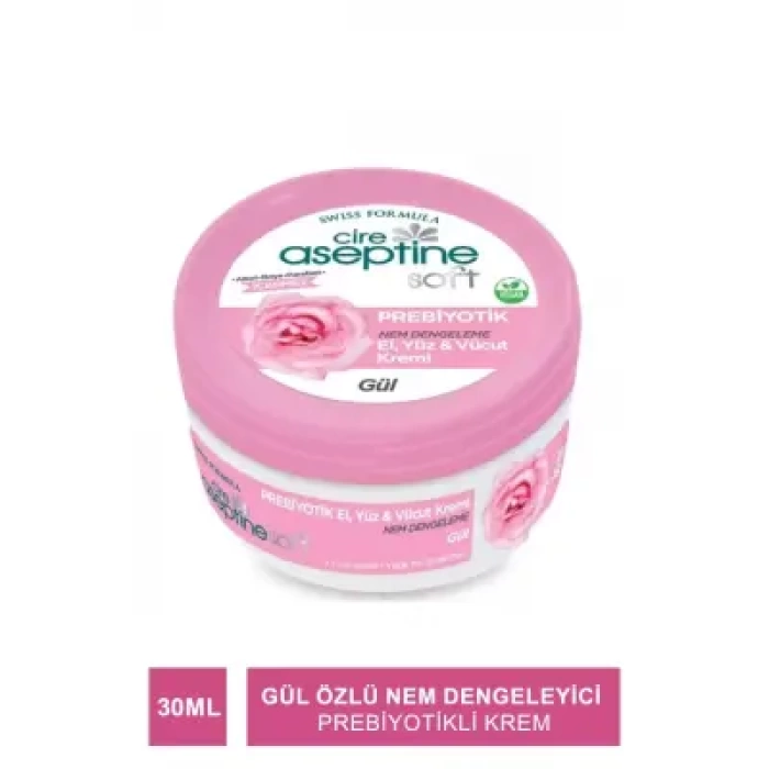 Cire Aseptine Soft Gül Özlü Nem Dengeleyici ve Besleyici Prebiyotikli Krem 30 ml