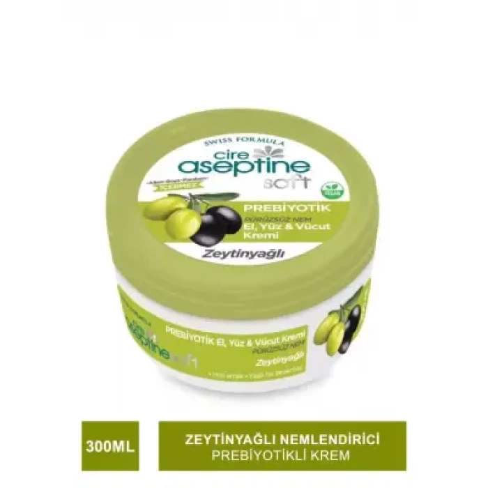 Cire Aseptine Soft Zeytinyağlı Nemlendirici Pürüzsüzleştirici Prebiyotikli Krem 300 ml
