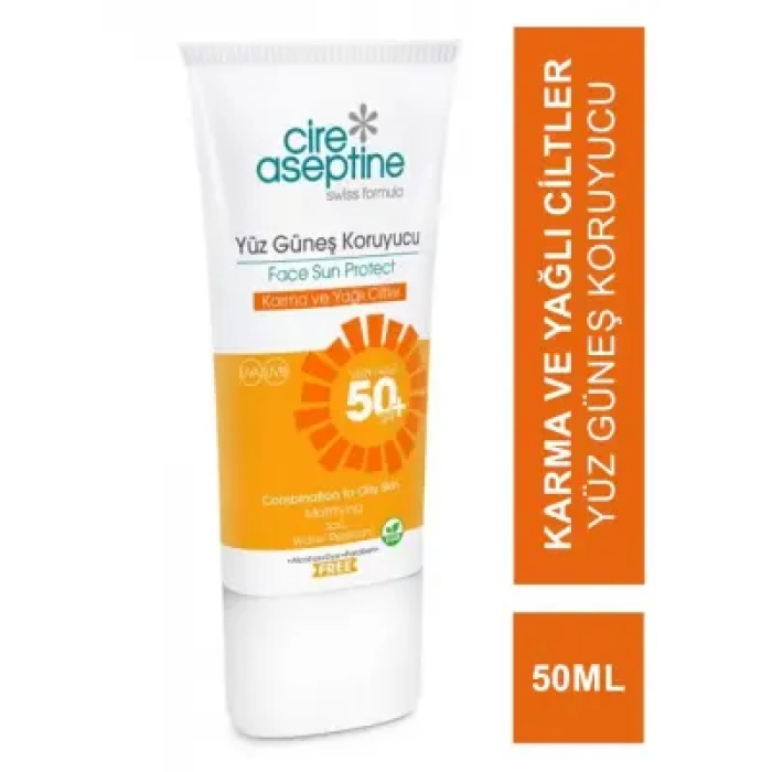 Cire Aseptine Sun Yüz Güneş Koruyucu Spf50+ Karma ve Yağlı Ciltler 50 ml