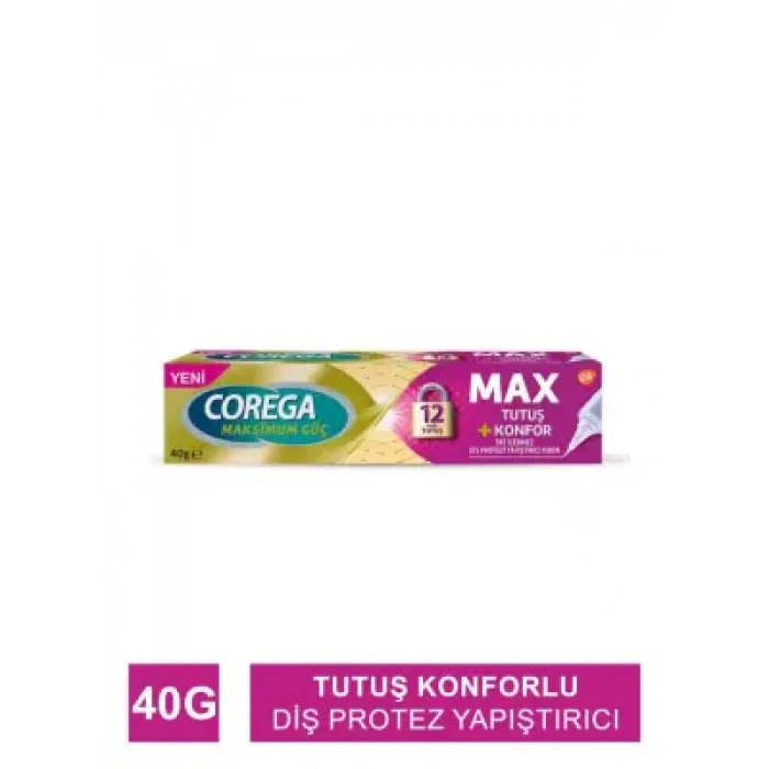 Corega Maximum Tutuş+Konfor Diş Protezi Yapıştırıcı Krem 40 gr