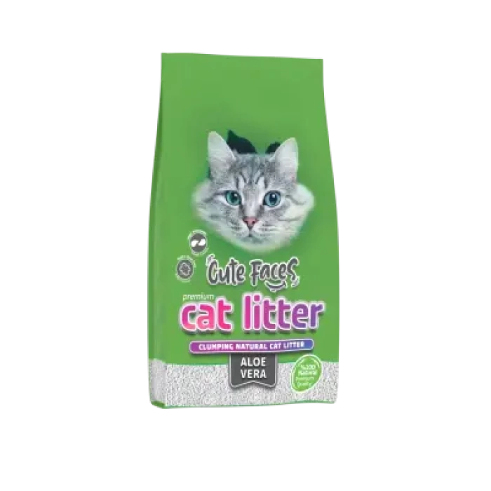 Cute Faces Aloe Vera Kokulu Topaklanan İnce Taneli Kedi Kumu 10L.