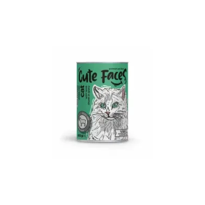 Cute Faces Kuzu Parça Etli Soslu Yetişkin Kedi Konservesi 400 Gr