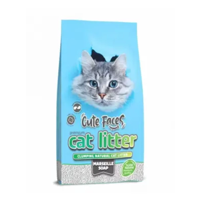 Cute Faces Marsilya Sabun Kokulu Topaklanan İnce Taneli Kedi Kumu 10L.