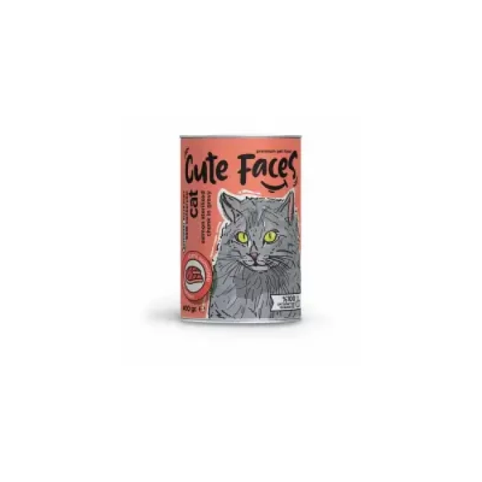 Cute Faces Somonlu Parça Etli Soslu Steril Kedi Konservesi 400 Gr