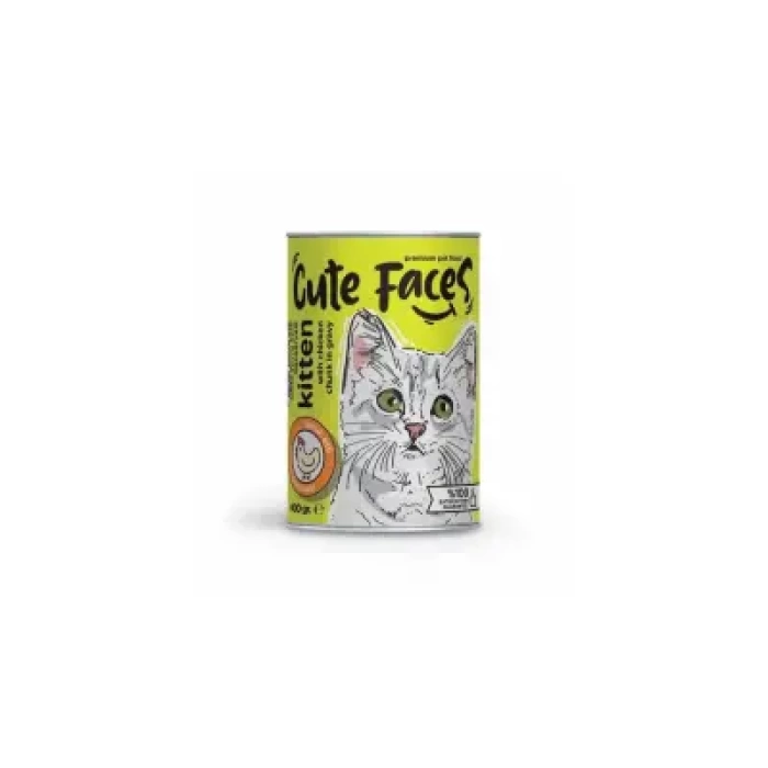Cute Faces Tavuk Parça Etli Soslu Yavru Kedi Konservesi 400 Gr