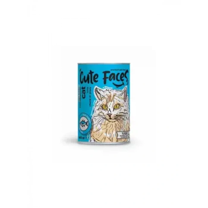 Cute Faces Ton Balıklı Parça Etli Soslu Yetişkin Kedi Konservesi 400 Gr