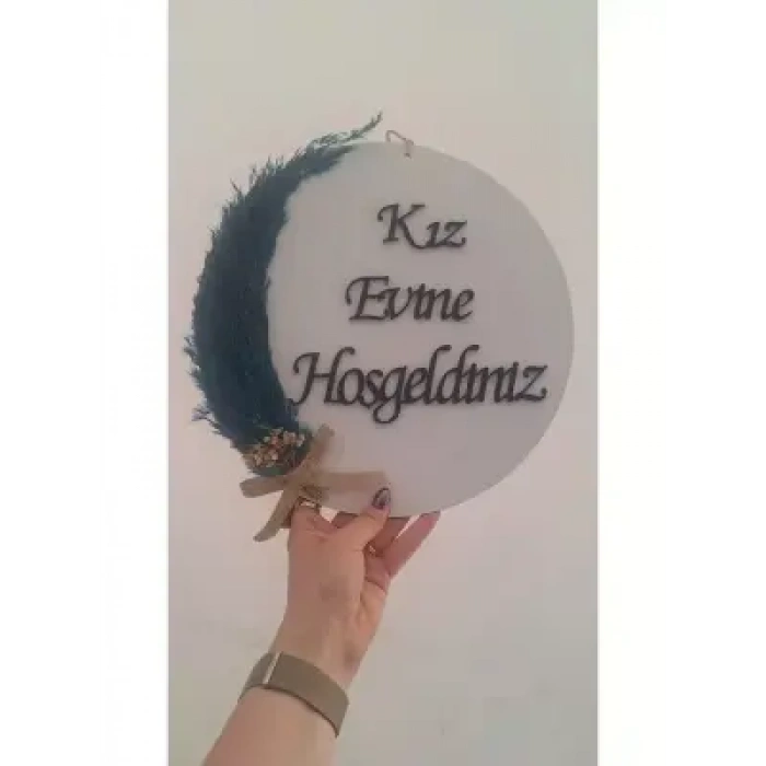 Ebruli Sanat Tasarım  Kız Evine Hoşgeldiniz  Kapı Süsü - Yuvarlak -