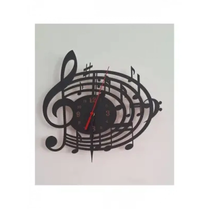 Ebruli Sanat Tasarım Özel Tasarım Duvar Saati Müzik Sol Anahtarı