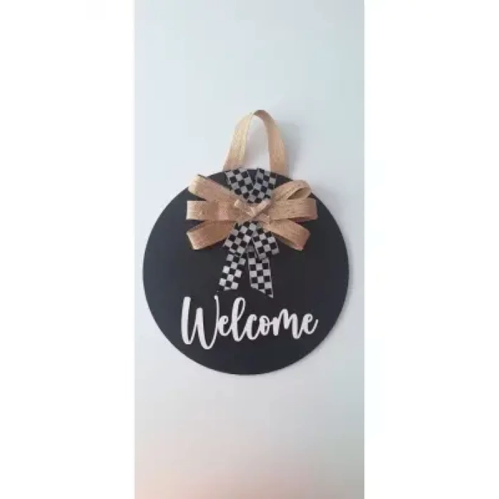 Ebruli Sanat Tasarım Welcome Özel Tasarım Kurdele Detaylı Kapı Süsü