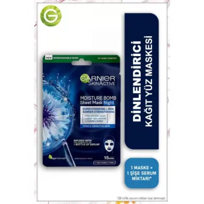 Garnier Nem Bombası Gece Kağıt Yüz Maskesi 28 gr