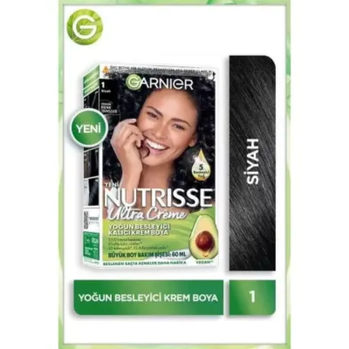 Garnier Nutrisse Ultra Creme 1 Siyah Yoğun Besleyici Kalıcı Krem Boya