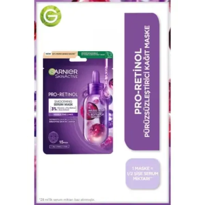 Garnier Pro-Retinol Pürüzsüzleştirici Kağıt Maske 22gr