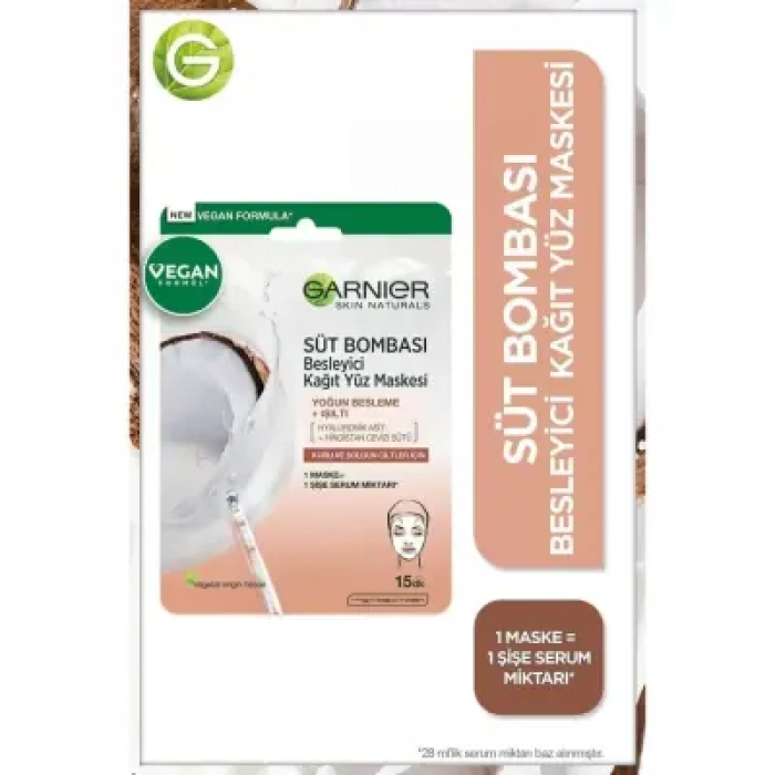 Garnier Süt Bombası Besleyici Kağıt Yüz Maskesi Hindistan Cevizi 28gr