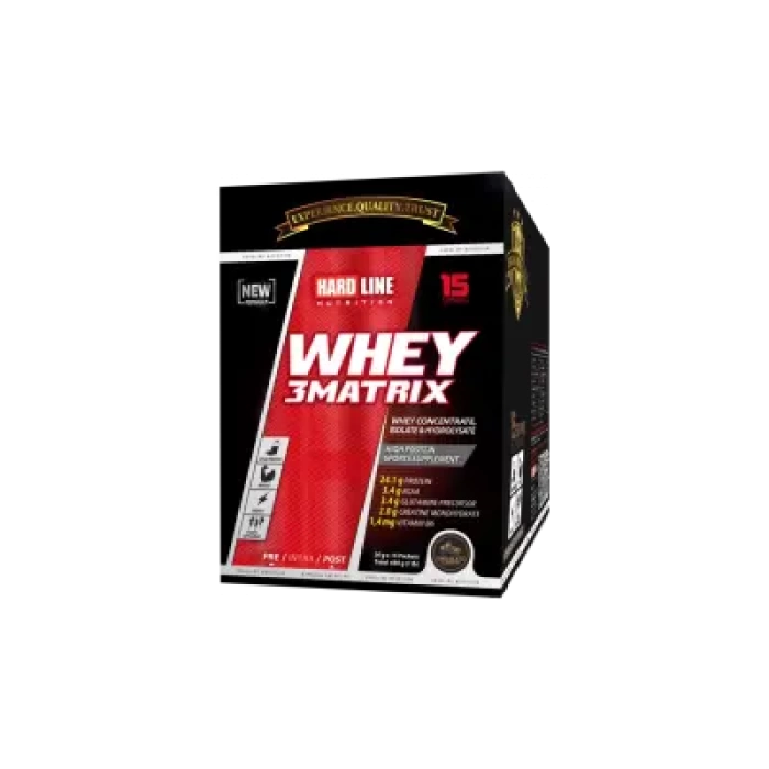 Hardline Whey 3Matrix - Çikolata Aromalı - 30gr x 15Adet - 450 Gr