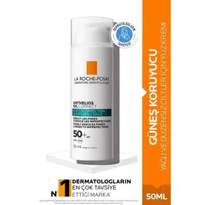 La Roche Posay Anthelios Oil Correct Spf 50+ Yağlı ve Düzensiz Ciltler için Yüz Güneş Kremi 50 ml