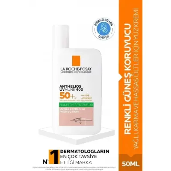 La Roche Posay Anthelios Uvmune 400 Spf50+ Oil Control Fluid Renkli Yüz Güneş Kremi 50 ml