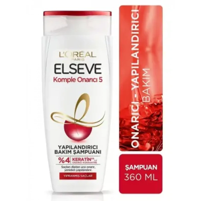 Loreal Paris Elseve Komple Onarıcı 5 Yıpranmış Saçlar Için Keratinxs Içeren Yapılandırıcı Bakım Şampuanı 360 ml