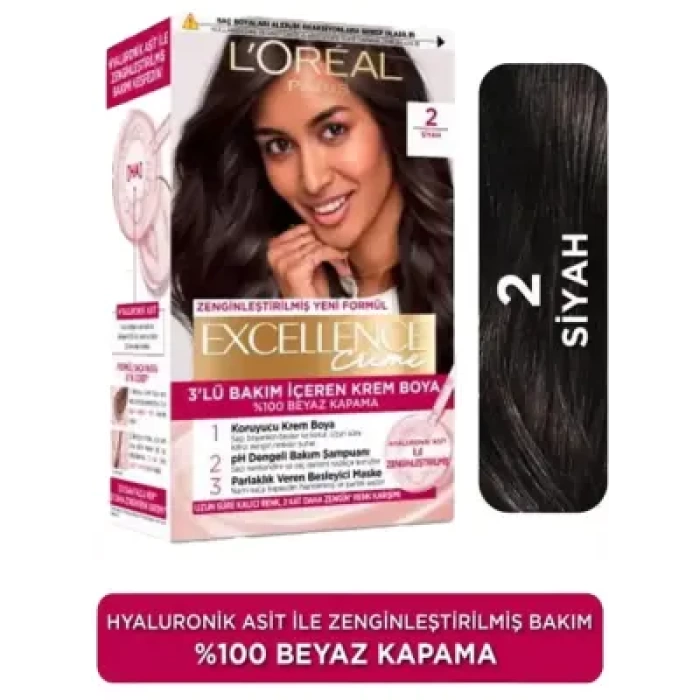 Loreal Paris Excellence Creme 2 Siyah Saç Boyası