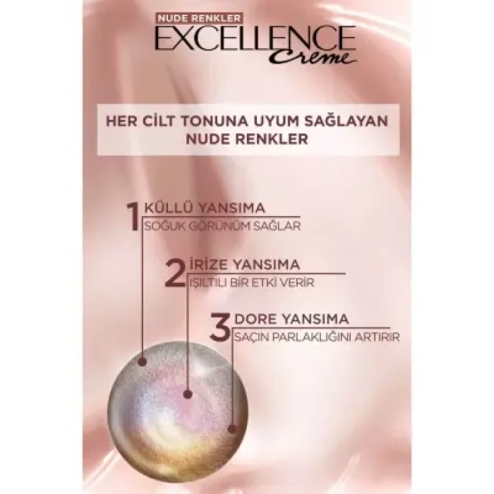 Loreal Paris Excellence Creme Nude Renkler Saç Boyası – 8u Nude Koyu Sarı