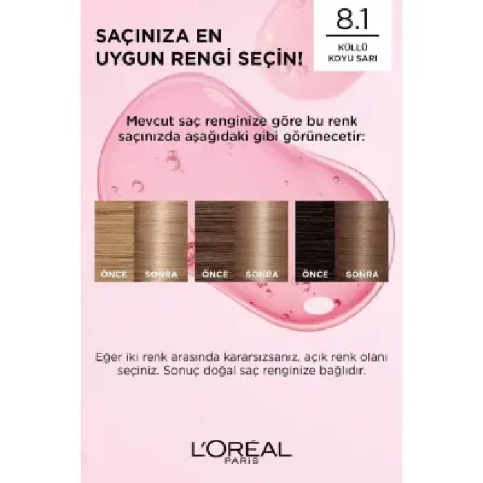 Loreal Paris Excellence Creme Saç Boyası 8.1 Koyu Sarı Küllü