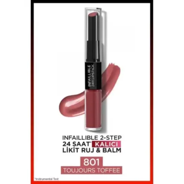 Loreal Paris Infaillible 2-Step 24 Saat Kalıcı Likit Ruj & Balm - 801 Toujours Toffee
