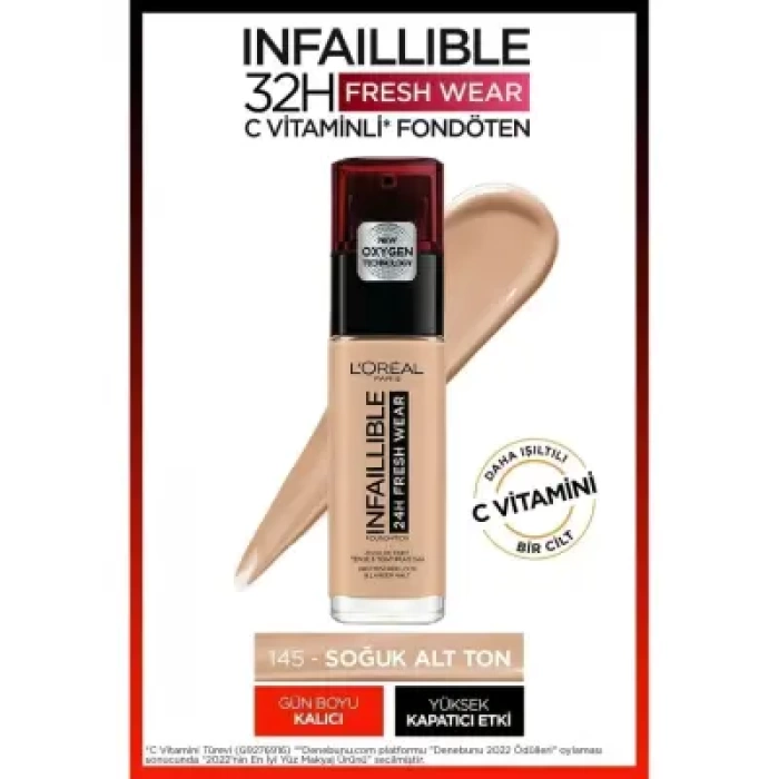 Loreal Paris Infaillible 32H Fresh Wear C Vitaminli Fondöten - 145 BeigeRose 30ml