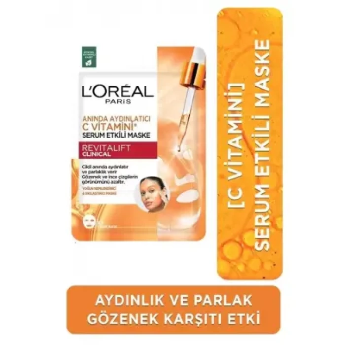 Loreal Paris Revitalift Clinical Anında Aydınlatıcı C Vitamini Serum Etkili Maske 1 Adet