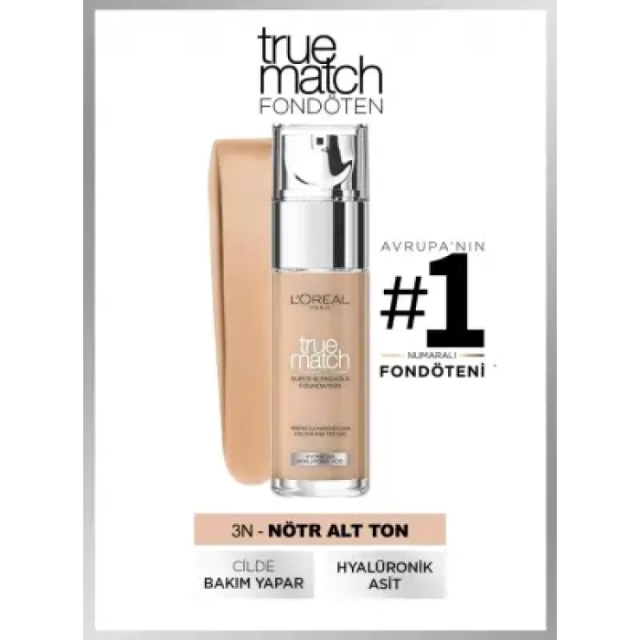 Loreal Paris True Match Bakım Yapan Fondöten - 3N Neutral Undertone 30ml