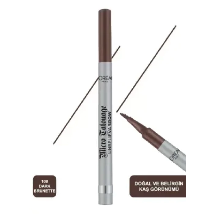 Loreal Paris Unbelieva Brow Micro Tatouage Kaş Kalemi 108 Dark Brunette